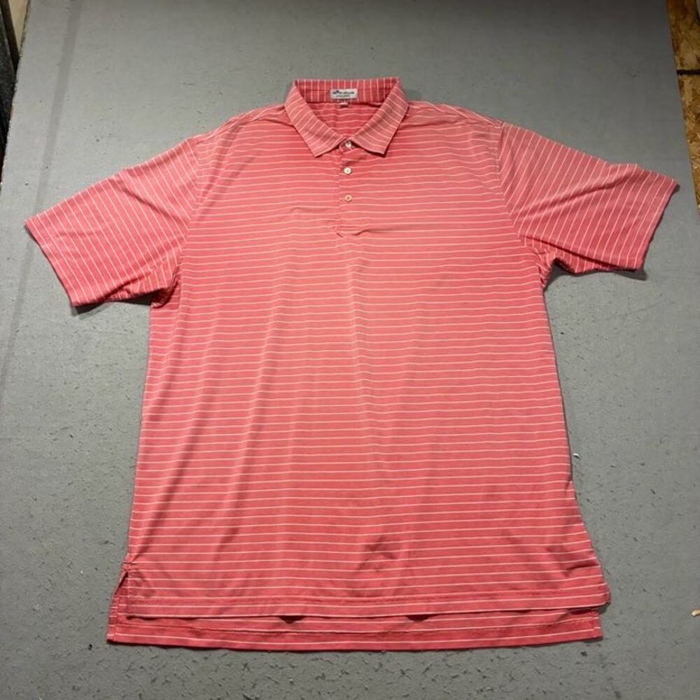 Peter Millar Summer Comfort Polo Shirt Mens XXL Pink White Stripes